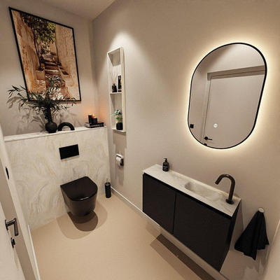 MONDIAZ TURE-DLUX 80cm toiletmeubel Urban. EDEN wastafel Ostra positie rechts. Met 1 kraangat.