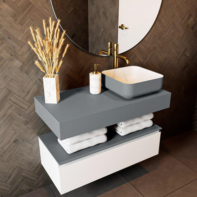 Mondiaz TOP 46 Vrijhangend Topblad - 90x46x12cm - geschikt voor waskom - Solid surface - Plata