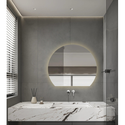 Adema Aura Badkamerspiegel - 120x102cm - Halfrond - Horizontaal / Verticaal - indirecte LED verlichting - Spiegelverwarming - Infrarood