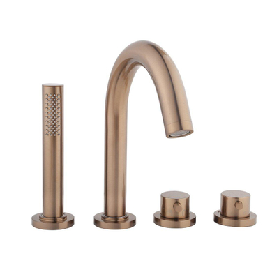 Wiesbaden Caral 4-gats badrandthermostaat afbouwdeel geborsteld brons koper