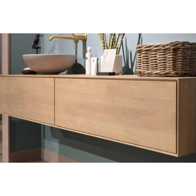 Looox Wood collection Wood wastafelonderbouwkast m. 2 laden 160x30x46cm eiken - old grey