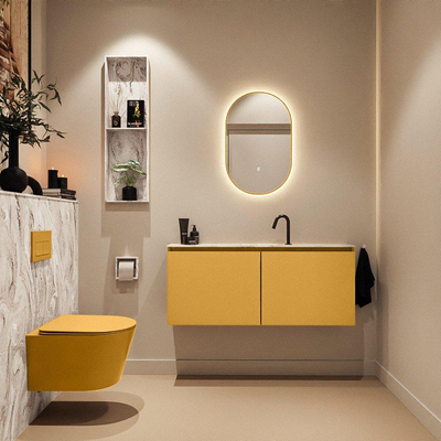 MONDIAZ TURE-DLUX 120cm toiletmeubel Ocher. EDEN wastafel Glace positie midden. Met 1 kraangat.