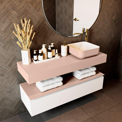 Mondiaz TOP 41 Vrijhangend Topblad - 120x41x12cm - geschikt voor waskom - Solid surface - Rosee