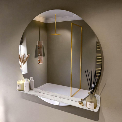 Mondiaz SPOT Badkamerspiegel - rond 110cm - spiegelplanchet - kleur Glace