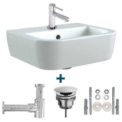 Nemo Spring Sun fonteinset 40x32.5x16.5cm met overloop inclusief 14cm koudwaterkraan en sifon porselein wit