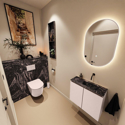 MONDIAZ TURE-DLUX 60cm toiletmeubel Rosee. EDEN wastafel Lava positie rechts. Zonder kraangat.