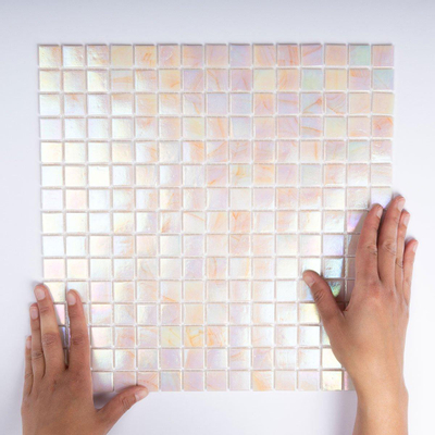 The Mosaic Factory Amsterdam mozaïektegel - 32.2x32.2cm - wand en vloertegel - Vierkant - Glas Light Pink glans