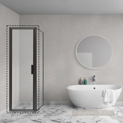 Aqua Vista Nisoplossing (single door) - Fully Framed Glass Linea draaideur 90x91 cm