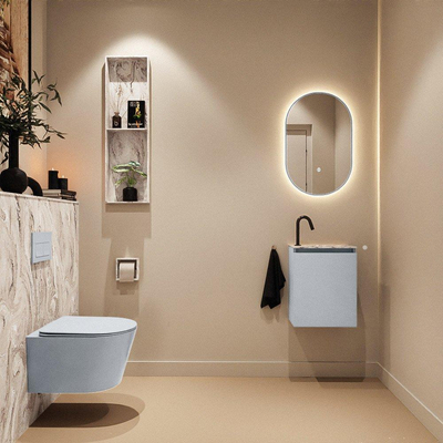 MONDIAZ TURE-DLUX 40cm toiletmeubel Clay. EDEN wastafel Glace positie rechts. Met 1 kraangat.