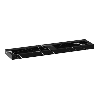 BRAUER Coral wastafel - 200x46x10cm - 2 wasbakken - 0 kraangaten - composiet - marmerlook - Nero Marquina