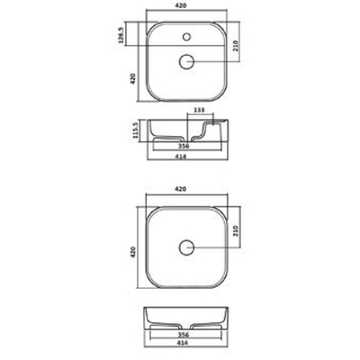 Plieger Fresno opbouwwastafel 1 kraangat 42x42cm wit