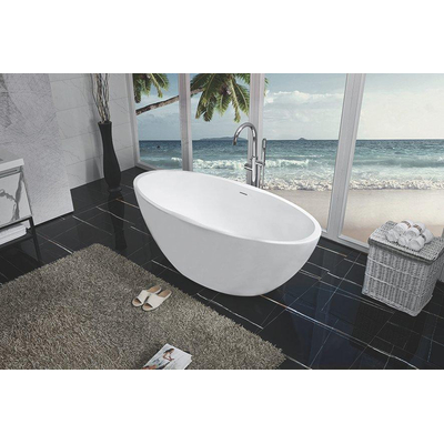 Wiesbaden Oval vrijstaand ligbad 170 x 78 cm acryl mat wit met waste mat wit