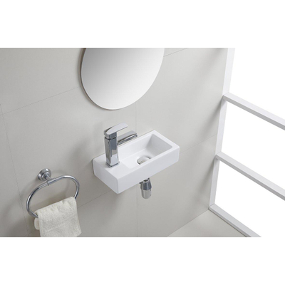 Wiesbaden Rhea mini fontein links 36,5 x 18 x 9 cm keramiek mat wit TWEEDEKANS