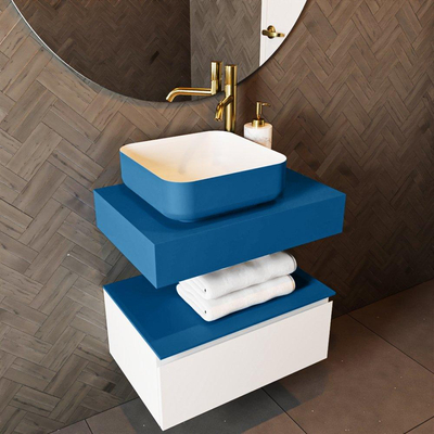 Mondiaz TOP 23 Topblad - 40x23.5x12cm - geschikt voor afdekplaat - Solid surface - Jeans