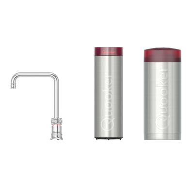 Quooker Classic Nordic Square kokendwaterkraan - draaibare uitloop - Combi+ incl. Cube reservoir - Warm / kokend / bruisend / gefilterd water - Chroom