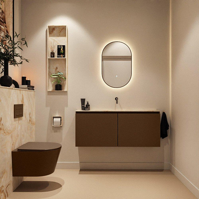 MONDIAZ TURE-DLUX 120cm toiletmeubel Rust. EDEN wastafel Frappe positie midden. Zonder kraangat.