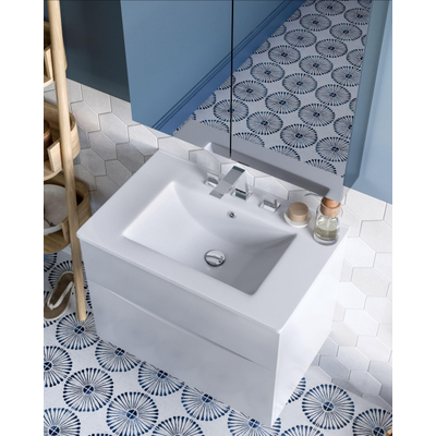 Crosswater Glide II Wastafelonderkast - 70x45x52cm - 2 lades - greeploos - softclose - glans wit