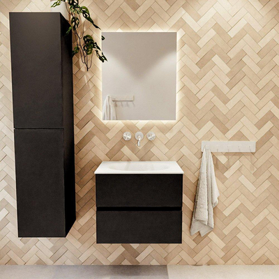 MONDIAZ VICA 60cm badmeubel onderkast Urban 2 lades. Wastafel MOON midden zonder kraangat, kleur Talc.