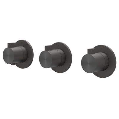 IVY Tribe Regendoucheset - inbouw - symmetry - 2 stopkranen - 40cm wandarm - 30cm medium hoofddouche - houder met uitlaat - 150cm doucheslang - staafmodel handdouche - RVS316 - geborsteld carbon black PVD