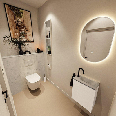MONDIAZ TURE-DLUX 40cm toiletmeubel Talc. EDEN wastafel Opalo positie rechts. Met 1 kraangat.