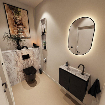 MONDIAZ TURE-DLUX 60cm toiletmeubel Urban. EDEN wastafel Glace positie midden. Met 1 kraangat.