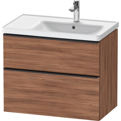 Duravit D-Neo wastafelonderkast 78.4x62.5x45.2cm 2 lades Noten Mat