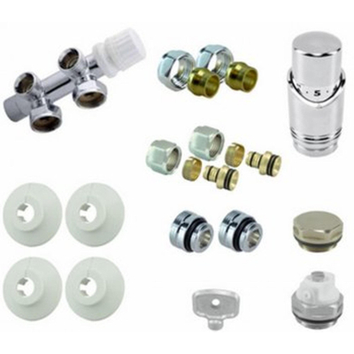 Riko set onderblok compl. haaks (rechts) 16x2,0 +15 knel chroom