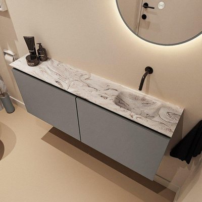 MONDIAZ TURE-DLUX 120cm toiletmeubel Smoke. EDEN wastafel Glace positie rechts. Zonder kraangat.