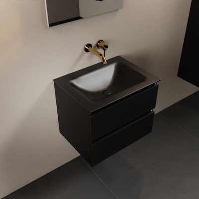 Mondiaz Aivy badmeubelset - 60x45x50cm - 0 kraangaten - 1 wasbak urban Solid surface - Midden - 2 lades - Met spiegel - MDF Urban