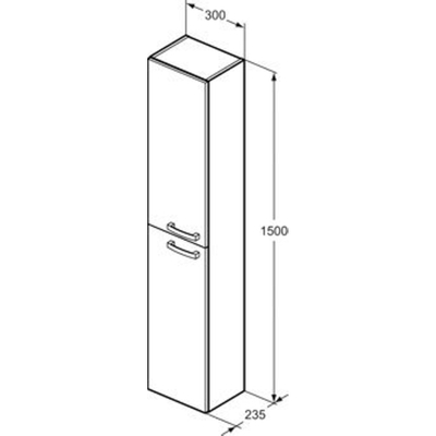 Ideal Standard Tiempo Badmeubelkast H150xB30xD23.5cm 2 deuren linksdraaiend 2 deuren rechtsdraaiend