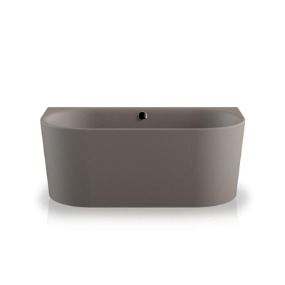 Plieger Kansas Halfvrijstaand bad - 155x80x60cm - met waterinlaat - met af- en overloopgarnituur - met poten - acryl - cementgrijs