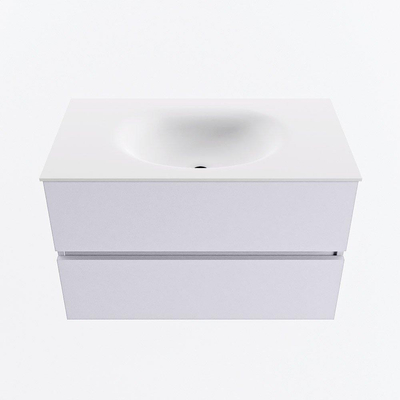 Mondiaz VICA Badkamermeubelset - 80cm - cale - 2 lades - Wastafel MOON - midden - zonder kraangat - kleur talc - XL versie 60cm hoog