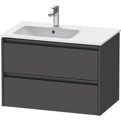 Duravit Ketho 2 wastafelonderbouwkast met 2 laden voor waskom links 81x48x54.9cm met grepen antraciet grafiet mat