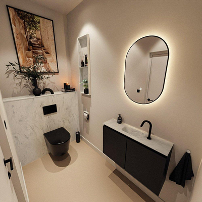 MONDIAZ TURE-DLUX 80cm toiletmeubel Urban. EDEN wastafel Opalo positie midden. Met 1 kraangat.