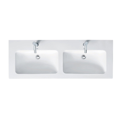 Duravit Me by starck dubbele wastafel 130x49cm 2 kraangaten met overloop wit