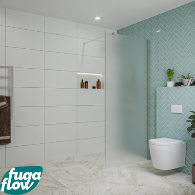 FugaFlow Eccelente Vetro inloopdouche badkamer - 90x200cm - mat glas - wandarm - geborsteld RVS -