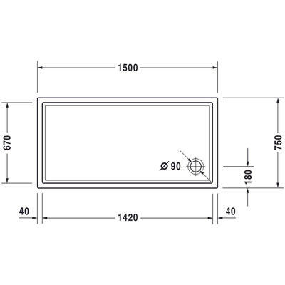 Duravit Starck Slimline douchebak acryl rechthoekig 150x75x6cm wit