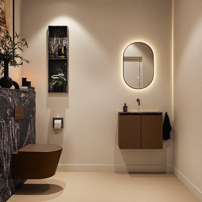 MONDIAZ TURE-DLUX 60cm toiletmeubel Rust. EDEN wastafel Lava positie midden. Zonder kraangat.