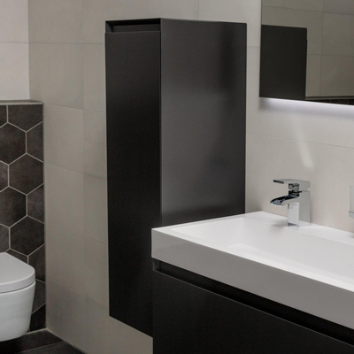 INK badkamerkast 106x35x35cm 1 deur links/rechtsdraaiend greeploos gelakt Mat antraciet