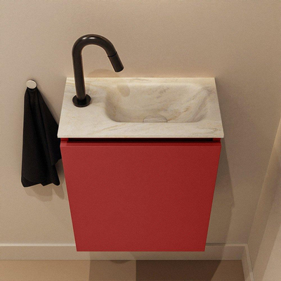 MONDIAZ TURE-DLUX 40cm toiletmeubel Fire. EDEN wastafel Ostra positie rechts. Met 1 kraangat.