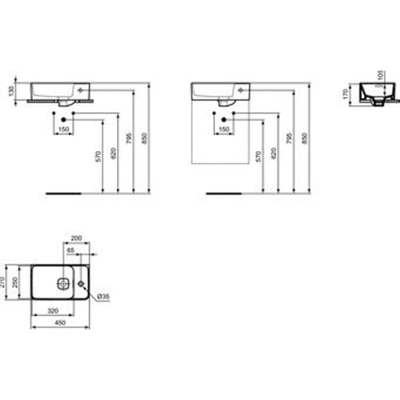 Ideal Standard Strada II fontein 1 kraangat rechts met overloop 45x27cm wit