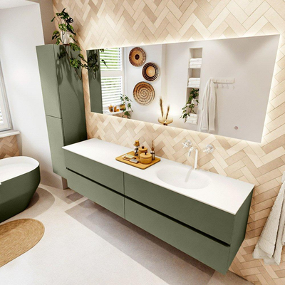 Mondiaz VICA Badkamermeubelset - 190cm - army - 4 lades - Wastafel MOON - rechts - 1 kraangat - kleur talc - XL versie 60cm hoog