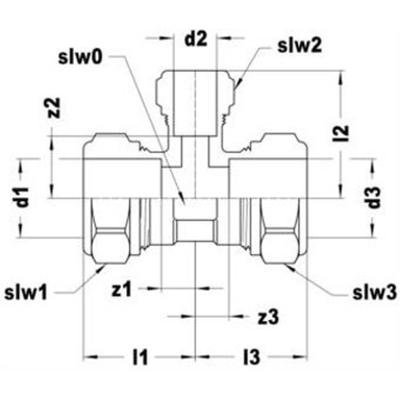 VSH Super Knel Messing knel T stuk verlopend 22x12x22mm