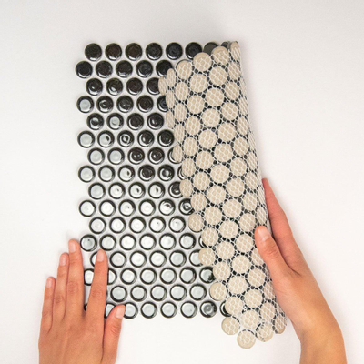 The Mosaic Factory Venice mozaïektegel - 31.5x29.4cm - wandtegel - Rond - Porselein Black Glans