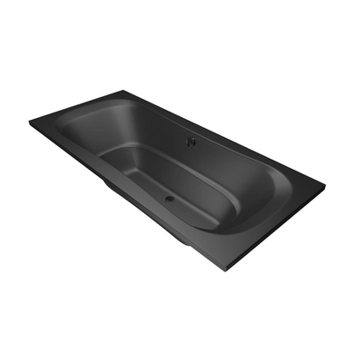 Xenz Nassau ligbad - 200x90cm - met overloop - zonder afvoer - Acryl Ebony mat