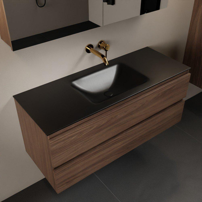 Mondiaz Aivy badmeubelset - 120x45x50cm - 0 kraangaten - 1 wasbak urban Solid surface - Midden - 2 lades - Met spiegelkast - Melamine Mocha