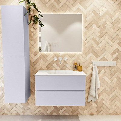 Mondiaz VICA Badkamermeubelset - 80cm - cale - 2 lades - Wastafel MOON - midden - zonder kraangat - kleur talc - XL versie 60cm hoog