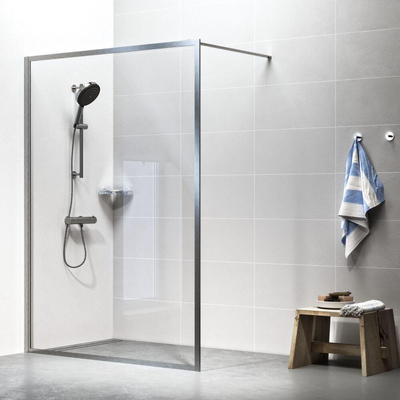 Sealskin Contour inloop douche type A3 118 cm breed, 200 cm hoog, RVS, 6 mm helder veiligheidsglas