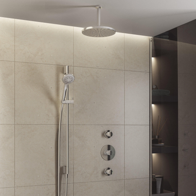 Hotbath Buddy IBS1 Regendoucheset - 2 stopkranen - 15cm plafondarm - 25cm ronde hoofddouche - 3 standen handdouche - glijstang - chroom