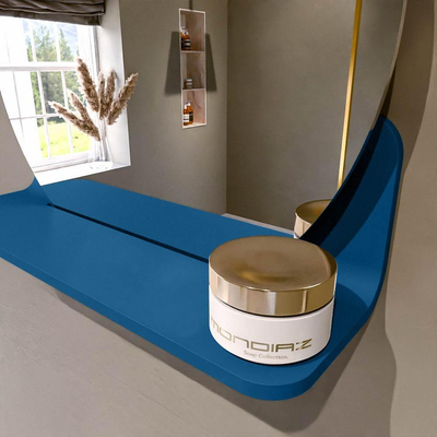 Mondiaz SPOT Badkamerspiegel - rond 40cm - spiegelplanchet - kleur Jeans